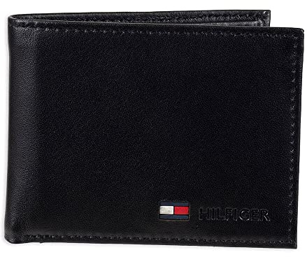Tommy Hilfiger mensLeather Passcase Wallet Wallet - Black - One size