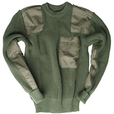 Mil-Tec Pullover BW Polyacryl Herren • Bundeswehr Pullover Männer • Warmer Strickpullover • Verstärkte Ellbogen & Schultern • Atmungsaktiv • Als Winterpullover & Arbeitspullover • Oliv, Größe: 54
