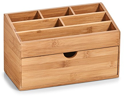 Zeller 25386 Organizer m. Schubfach, Bambus, ca. 25,4 x 12,5 x 15 cm Ordnungsbox für Schminke, Kosmetik oder Schreibtisch Natur