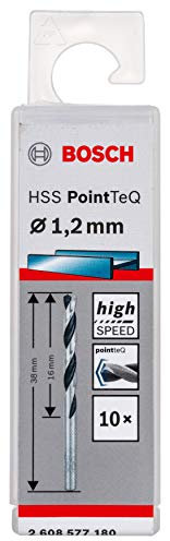 Bosch Professional 10-Piece PointTeQ HSS Twist Drill Bit (for Metal, 1.2 x 16 x 38 mm, Drill Driver Accessories)