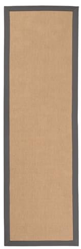 carpetfine Sisalteppich Läufer Grau 70x200 cm | Moderner Teppich für Wohn- und Schlafzimmer
