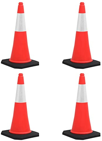 vidaXL 4X Cônes de Signalisation Réfléchissants à Base Lourde Cônes de Marque Cônes d'Avertissement Chantiers de Construction 75 cm