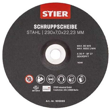Disque d'ébarbage STIER, 230 x 7,0 x 22,23, forme 27/10 pièces 10 pièces
