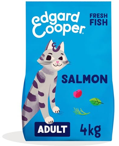 Edgard & Cooper Comida Gatos Adultos, (Salmón, 4kg), Comida para Gatos Esterilizados y Activos, Sin Cereales, Ingredientes Naturales, Carne Fresca, Hipoalergénico, Sin azúcares añadidos