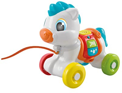 Clementoni- Along Pony Development & Activity Walker: First Steps Animal Push and Pull Toy for Learning and Motor Skills, Ideal for Toddlers (10+ Months)