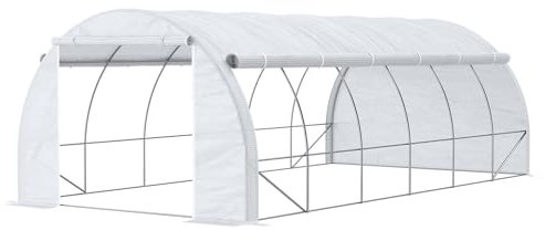 Outsunny 6 x 3 x 2 m Polytunnel Greenhouse with Roll-up Side Walls White