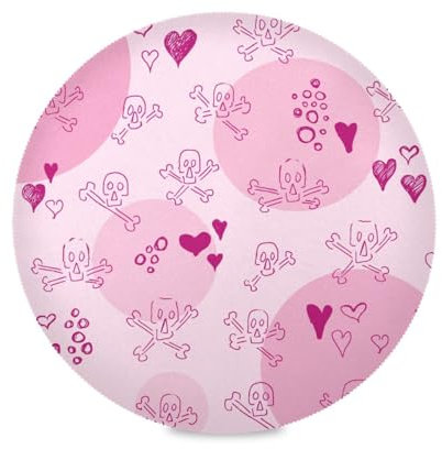 Place mats for Kitchen Table Round Doodle Pink Festive Heart Valentine Days Skulls Farmhouse Waterproof placemats Reversible Quilted placemats placemats Washable Plastic underplate mat