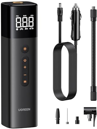 UGREEN Tyre Inflator Digital Car Tyre Pump 150 PSI 12V Tire Inflator with Inflation Tire Pressure Detection LED Light Portable Air Pump for Car Tires and Other Inflatables