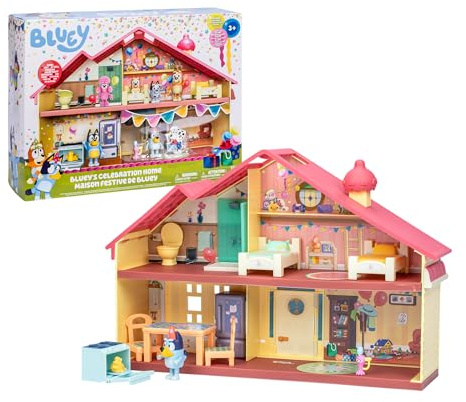 Bluey - Casa de Cumpleaños de la Familia Heeler, Organiza la Fiesta de Cumpleaños con Bluey y Bingo, Temática de Cumpleaños con Accesorios para la Casa y Pegatinas, Famosa (BLY76010)