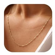 BodyBonita Kette Damen Verschluss Ketten Silber 925 Damen 16 Karat Gold Schmuck Kette Schlichte Singapurkette AnlaufgeschüTzt 20 Zoll