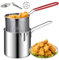 Mini Fryer Frittyer, Edelstahl-Fritteuchsen-Topf mit Anti-Scenen-Griff, Fritteuchsenpfanne mit Korb, Mini-Fritteuse für Tempura-Chips, Pommes, Fisch und Hühnchen