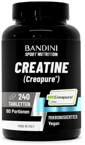 Bandini® Creatine CREAPURE® Monohydrate 240 Comprimés 3000mg par dose - Entraînement, Sport, Gymnastique et de Pré-Entraînement - Monohydrate de Créatine pour l'ATP et la Récupération - 100% Vegan
