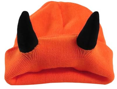 Hörner mössa för män stickad mössa med horn kvinnor hip hop daemon horn mössa för vinter varm skidor utomhus pilotmössa damer, apelsin, one size