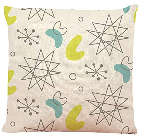 Throw Pillowcase Blue 1950S Retro Inspired Boomerang Modern 1960S Vintage 1970S Cushion Covers Cozy And Breathable Pillow Cover For Livingroom Bedroom Office 45x45 CM