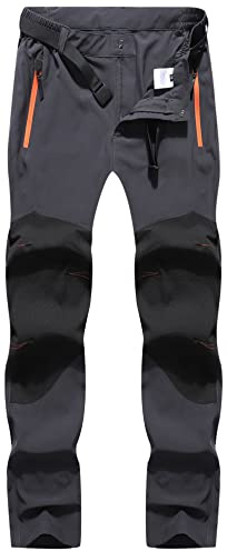 DAFENP Pantaloni Trekking Uomo Softshell Pantaloni Impermeabili Montagna Escursionismo Estivi Leggero Traspirante Asciugatura Rapida All'aperto KZ1803M-Grey-M