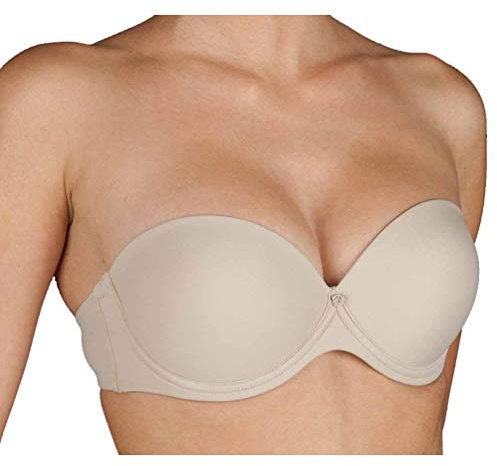 Selene - Carlota Sujetador Mujer sin Tirantes con Doble Push Up realizado en Suave Microfibra. Color: Blanco Talla: 90B