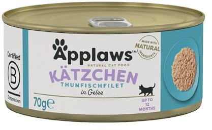 Applaws Kitten Nassfutter, Thunfischfilet in Gelee, 70g Dose (Packung mit 24 x 70g)