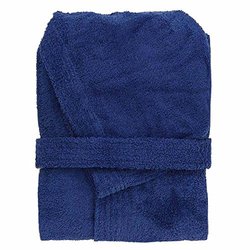 Mastro Bianco Accappatoio con Cappuccio in Spugna 100% Cotone Tinta Unita Uomo Donna Unisex (XXL, Azzurro)