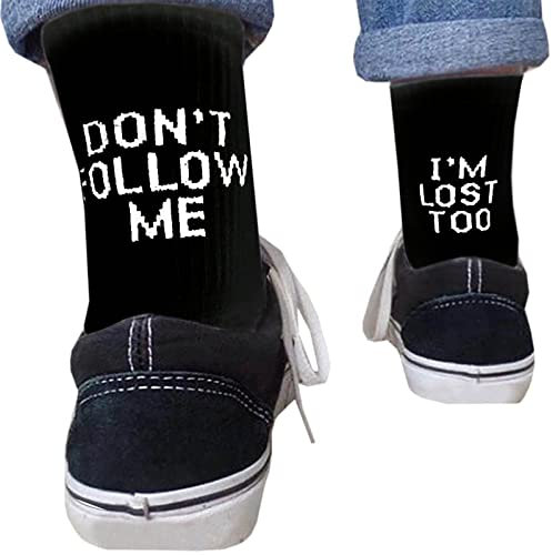 Sneaker Socken Herren Damen Lustige Socken Sportlich Baumwollsocken Don'T Follow Me I Am Lose Too Feinstricksocken Für Sports Arbeits Freizeit Tennis Wander Reiten