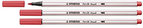 STABILO Set di 3 pennarello Pen 68 brush, rosso terracotta