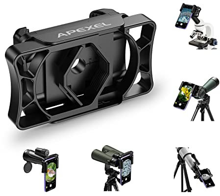 APEXEL Universal Telescope Phone Adapter,Compatible with Binocular Monocular Spotting Scope and Microscope,Telescope Mount Adapter Easy Operation Suitable for All Smartphones