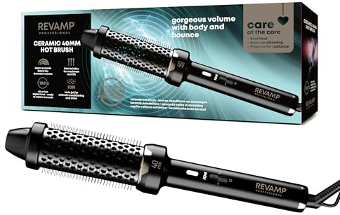 Revamp Thermobürste für mehr Volumen und seidiges, glänzendes Haar - Lockenbürste mit Ionendüse, schnelles Aufheizen, 2 Einstellungen, einfach zu bedienen, ergonomisch, 3m-Kabel, Schwarz