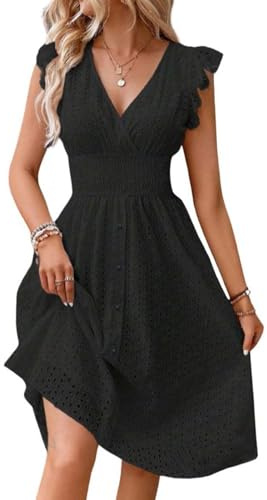 Robe Bohème Chic Femme - Coton, Plage, Blanche Dentelle, Grossesse, Longue, Courte, Cocktail Noir - Shooting Photo - XL