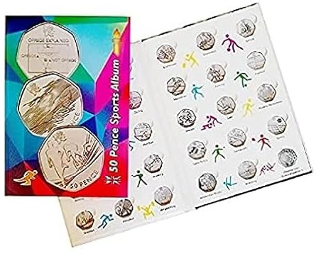 United Kingdom change saver holds 29 x 2012 London Sport 50p Fifty Pence Coins Collectors Album - (No Coins Included)