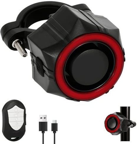 Bike Alarm - 110dB Loud Anti-Theft Rechargeable E-Bike Alarm with Remote, Vibration Sensor Motorcycle Alarm for Bicycle, Ebike, Scooter, IP65 Waterproof,5-Level Volume Adjustable