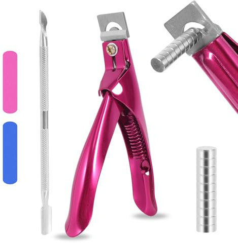Upgade Acryl Nagelknipser Gelnägel Set, Tip Cutter mit Magnete Nagelfeile Stahl Push, Edelstahl Falsche Nagelknipser, Nagelknipser für Acrylnägel, Professionelle Nagelknipser für Home Nail Art