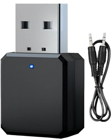 MYGLOAR Nuovo ricevitore Bluetooth USB per auto 2025 5.1 con AUX da 3,5 mm, interfaccia USB Plug and Play, microfono integrato, doppia connessione per auto/PC/TV/altoparlanti cablati