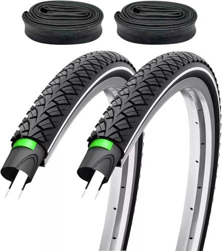 2er Set Fahrradreifen 28x1,50 Zoll 40-622 700x38c Reflexstreifen und 3mm Pannenschutz mit Autoventil Schläuchen AV