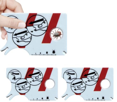 Zeckenkarte Für Mensch Hund Katze, 3 Stück Zeckenkarte Mit Lupe Zecken Waagenkarte Mit Lupe, Zeckenentferner Für Schnellen Und Sicheren Entfernung Von Zecken Bei Mensch Und Haustier