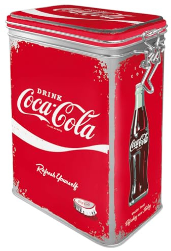Nostalgic-Art Caja de café retro, 1,3 l, Coca-Cola – Refresh Yourself – Idea de regalo para fans de Coca-Cola, Official License Product (OLP), lata con tapa hermética abatible, diseño vintage