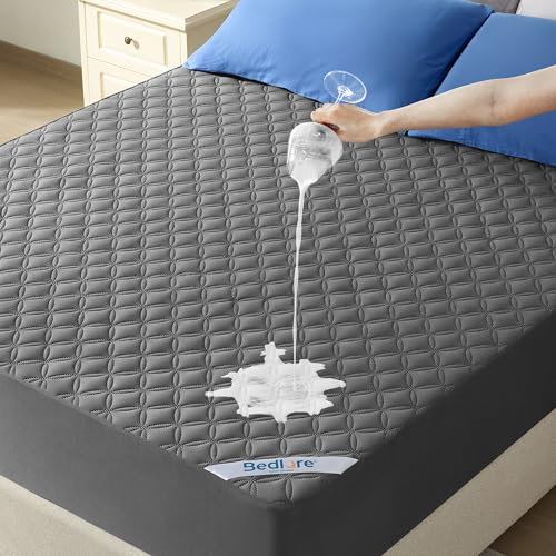 BEDLORE Protector Colchón 135x190 Impermeable y Transpirable(Gris)