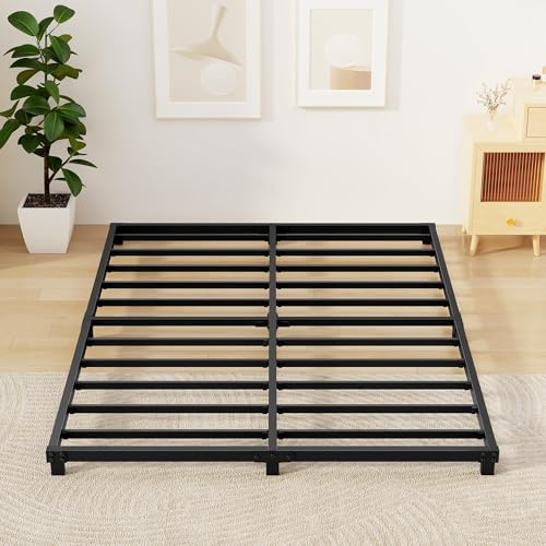 Mashomdec 4 Inch Bed Frames Full Size Low Profile Metal Platform Bed Frame Heavy Duty Steel Slat Support, No Box Spring Needed, Easy Assembly, Noise Free