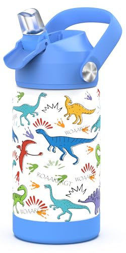 Ntswasd Vattenflaska i rostfritt stål med sugrör - Termosflaska 350 ml - Flaskvikt 300 g - BPA-fri - Läckagesäker - Termos vattenflaska för skola, sport, rekommenderas för barn från 4 år och uppåt
