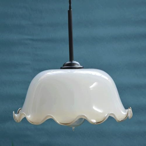 QYWXJL Green Rolled Edge Glass Chandelier - Stylish Hanging Pendant Light for Living Room & Bedroom - Elegant Home Interior Decoration Ceiling Fixture