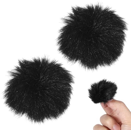Cabilock Set 2 Pezzi Copertura Antivento Pelosa per Microfono Filtro Anti-pop, Paravento Esterno Protettivo, Accessori per Registrazioni, Interviste e Uso Professionale