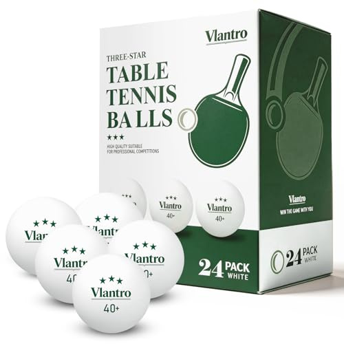 Vlantro 24 Pack 3-Star White Table Tennis Balls, Premium 40+ ABS Regulation Bulk Ping Pong Balls for Competition & Training, for Indoor/Outdoor Play