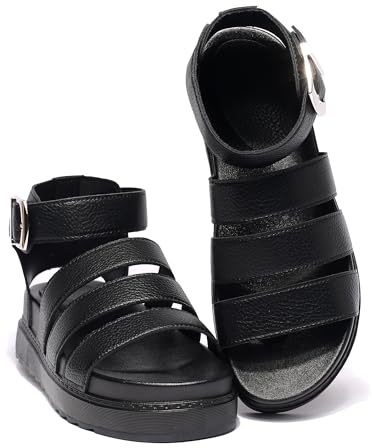 LUNATECH women summer sandals gladiator platform sandals chunky sandals ladies buckle strappy sandals leather Shoes