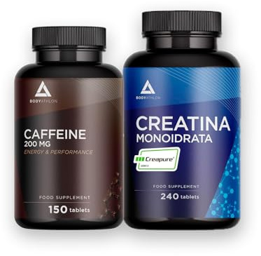 Pack Caffeina e Creatina Creapure| Caffeina Anidra 200mg e Creatina Monoidrata Creapure | Energia e Resistenza