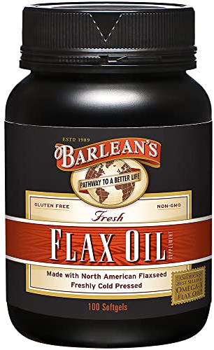 Barlean's Omega 3 6 9 Flaxseed Oil Supplements, Cold-Pressed Flax Seed Supplement Softgels with 1650 mg ALA Fatty Acids, 100 Count