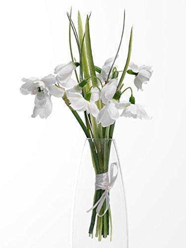 2 x Tied Bunches Pretty Artificial Silk Double Snowdrops Flowers Spring Snow Drops 19cm tall 16 Flower Heads