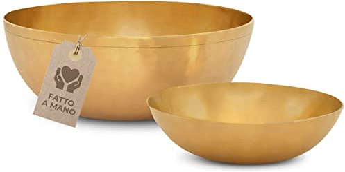 MASSAGE-EXPERT Set di ciotole tibetane per privati [2 campane tibetane], grande Ø 21,5 cm - tono basso, mini Ø 13,5 cm - tono alto, per massaggio sonoro, relax e yoga