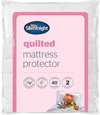 Silentnight Quilted Mattress Protector – Premium Luxury Soft Cosy Mattress Cover Protector Pad with Extra Deep Fit Elasticated Straps – Hypoallergenic, Super Soft and Machine Washable - King, White