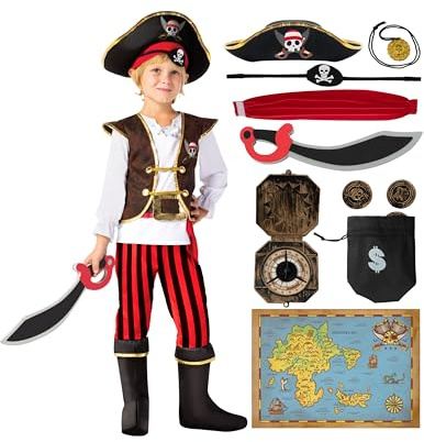 Spooktacular Creations Pirat förklädnad för pojkar, lyxigt barnkostym, julkostym, karneval