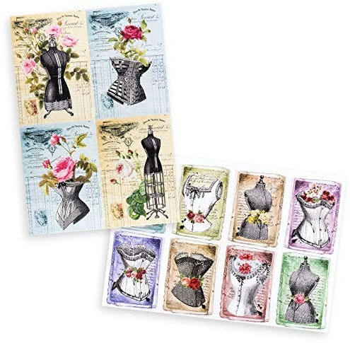 Ideen mit Herz - 2 hojas papel de arroz de precioso decoupage, DIN A4, 2 diseños diferentes, vintage, Navidad, etc.
