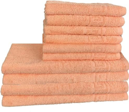 GMMH 10 TLG Set Handtücher Handtuch Set Duschtucher 100% Baumwolle 500g/m2 (Apricot)