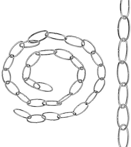 DCvoltage Chandelier Light Chain 32mm x 17mm for lighting ceiling lights pendant light Open Link Suspension Hanging Chain (Chrome)